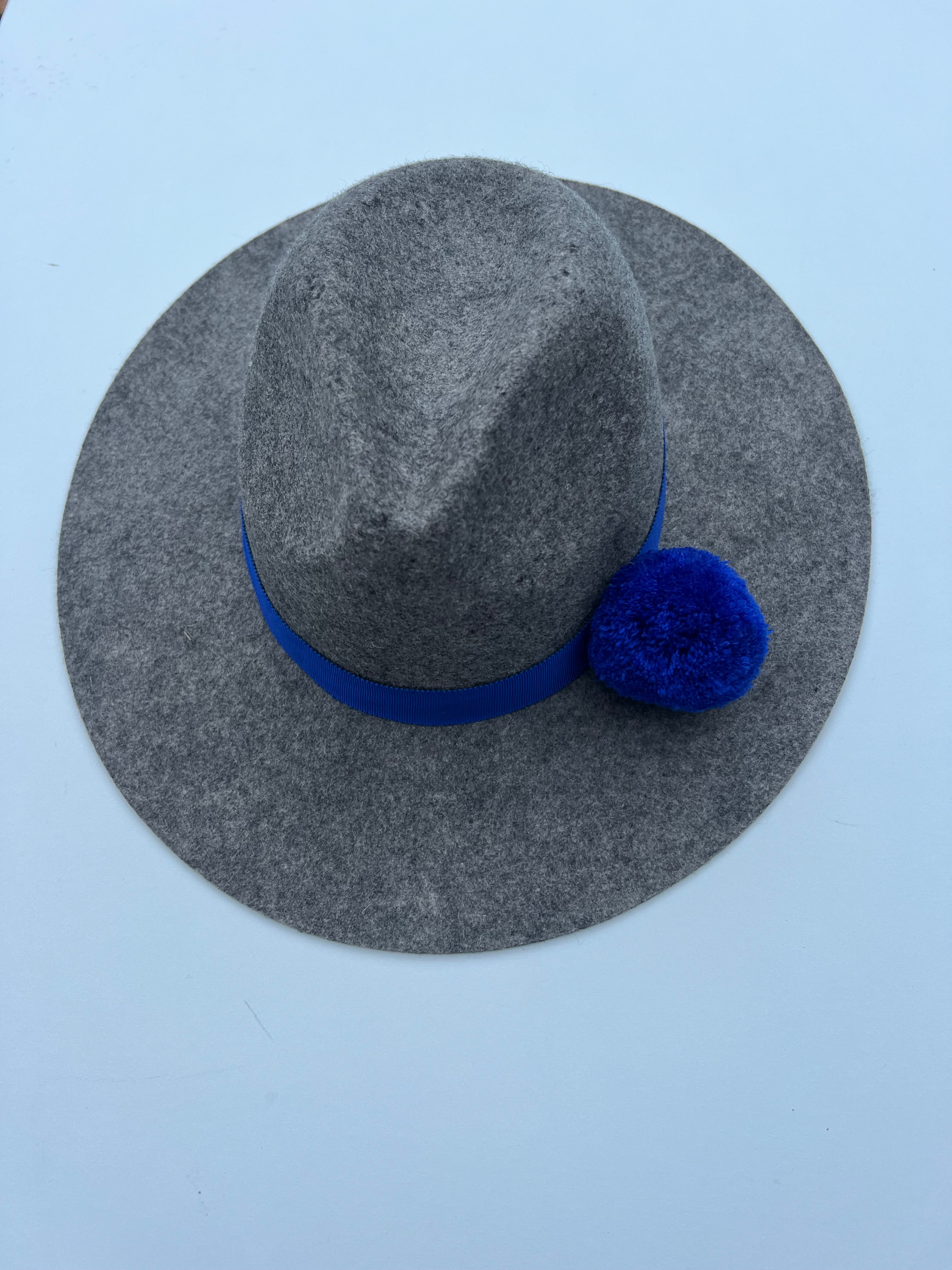 Cobalt Pom Feather Fedora