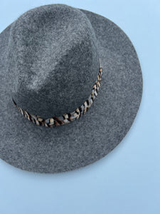 Grey Tiger Feather Fedora