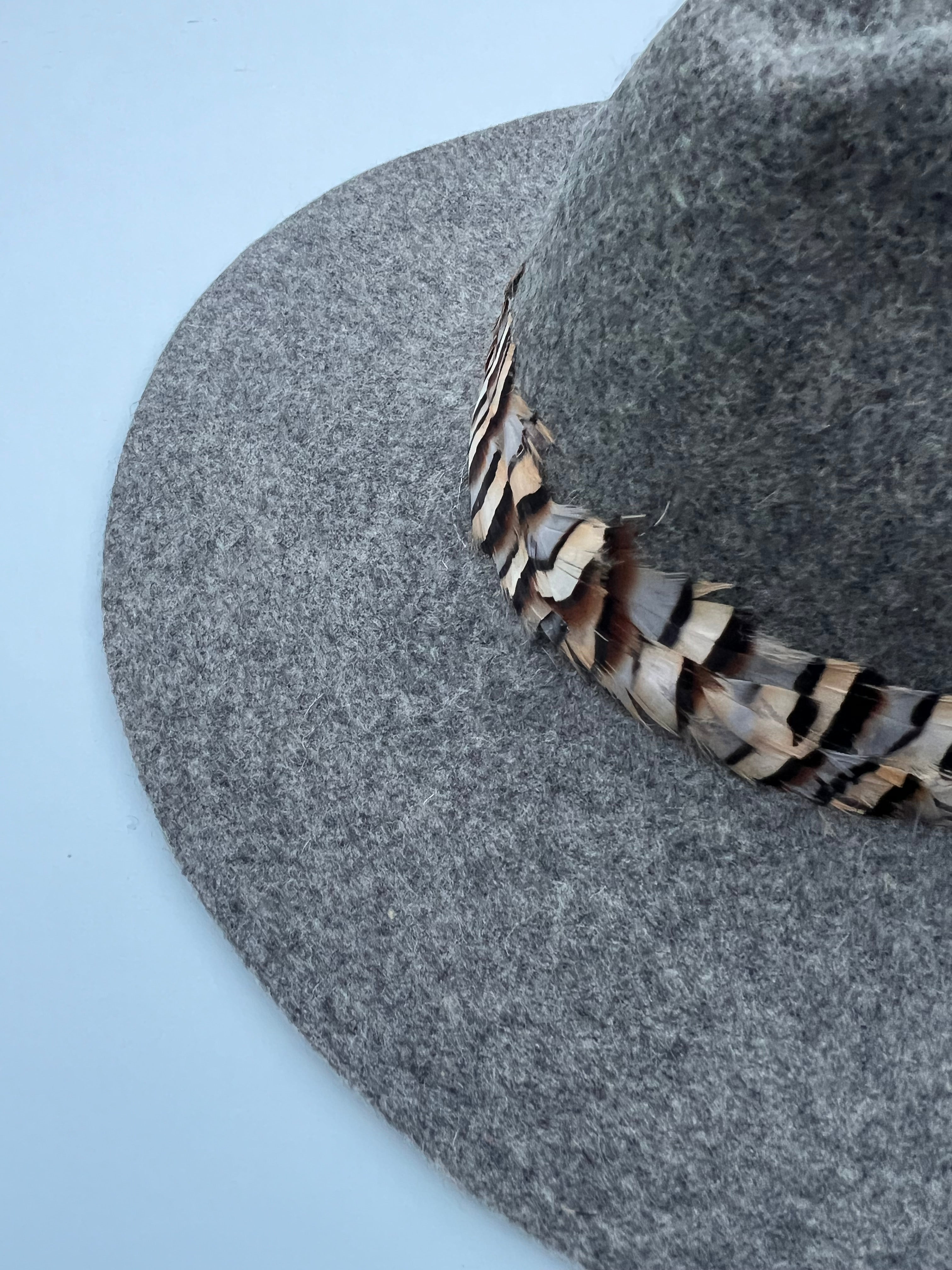 Grey Tiger Feather Fedora