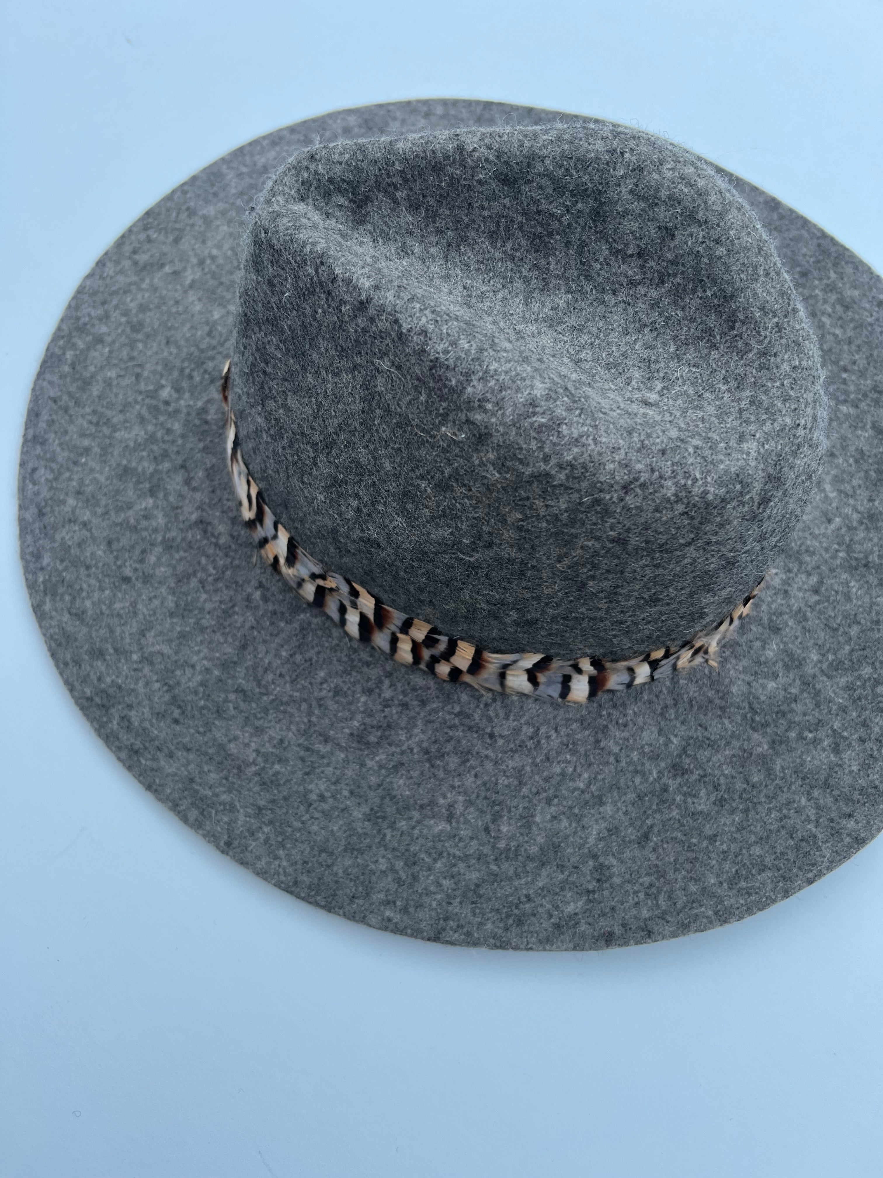 Grey Tiger Feather Fedora